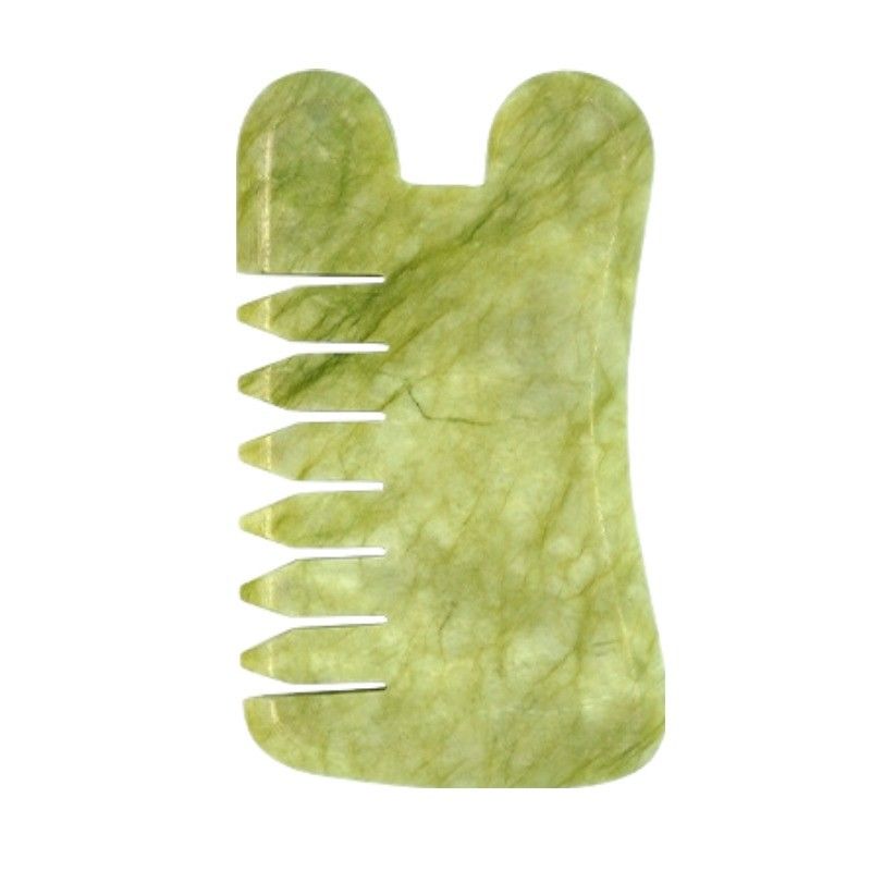 天然緑色Xiuyan Jade Gua Sha頭皮マッサージコンベ Guasha石頭マッサージ器 ヘアヘルスケア サロン美容器